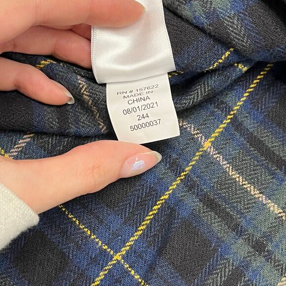 Eddie Bauer Favorite Flannel Tartan Blue Mens M Relaxed Fit Outdoor Button Shirt - Picture 8 of 9